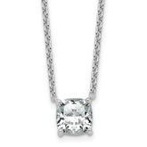 14k White Gold 2 1/2 carat Lab Grown Diamond VS+ F+ Cushion Complete 18 inch Four Prong Pendant Necklace
